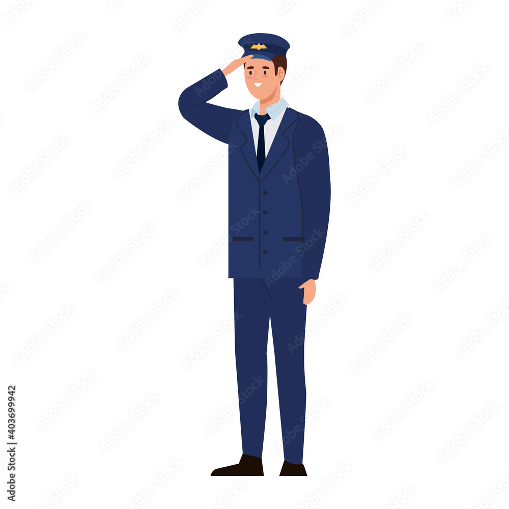 airline pilot captain with uniform character vector illustration design
