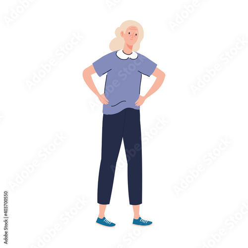 elderly old woman standing character vector illustration design