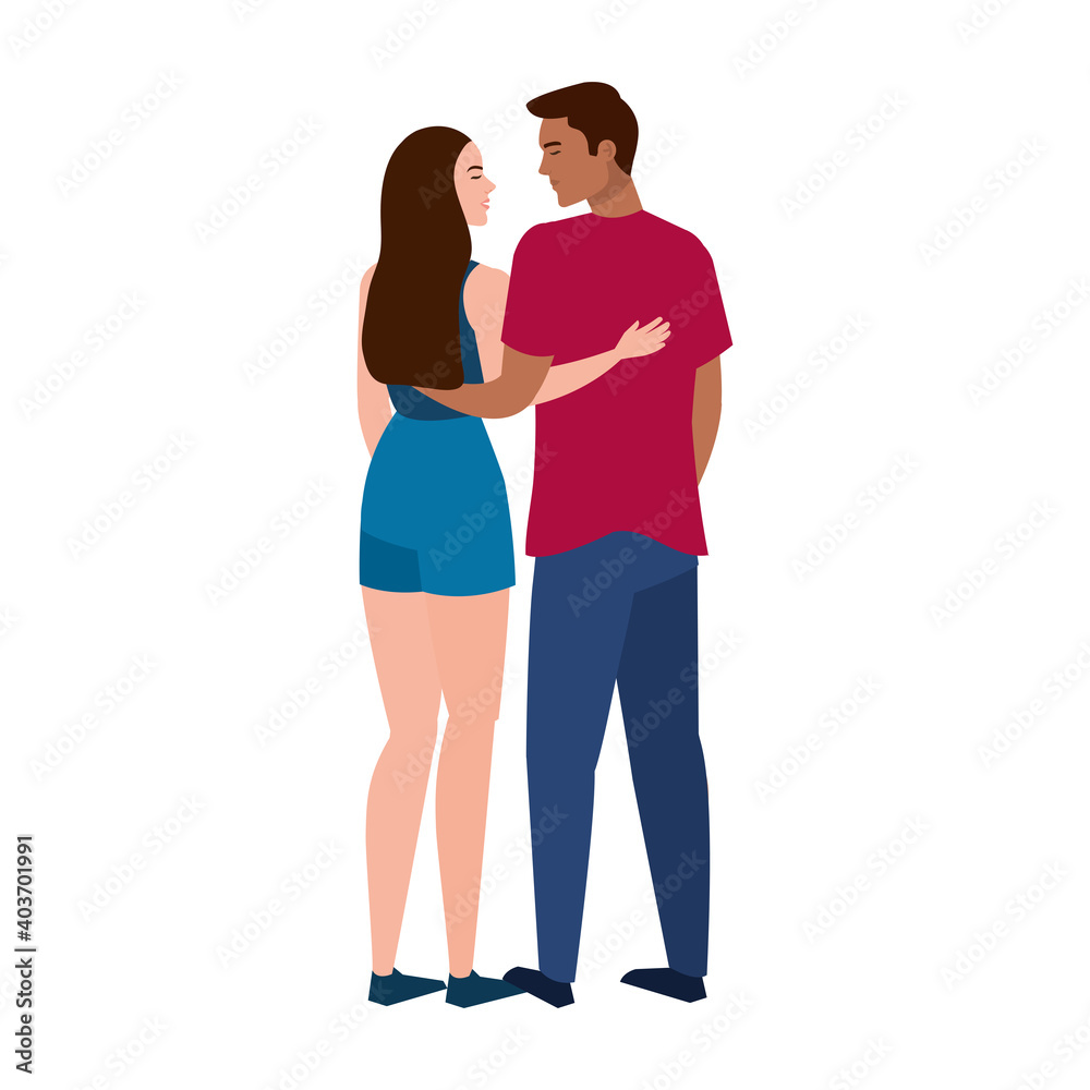 young interracial lovers couple romantic characters vector illustration design young interracial lovers couple romantic characters vector illustration design