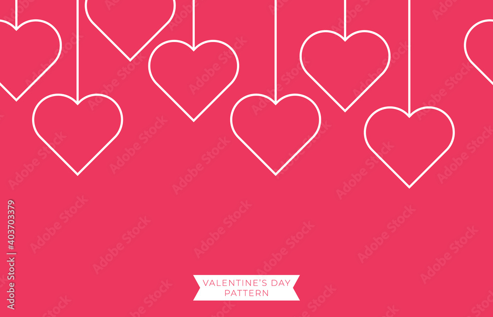 seamless background with white heart on red background for valentine's day and card design.