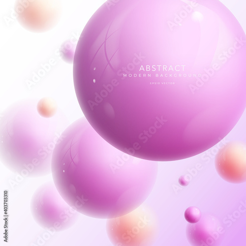abstract 3D balls composition. Sphere with blur effect.