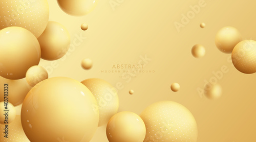 abstract 3D balls composition. Sphere with blur effect.
