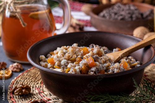 Kutya is a ceremonial grain dish with poppy seeds, dried fruits and sweet gravy, traditionally served by Orthodox Christians in Ukraine, Belarus and Russia during Christmas.