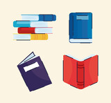bundle of books set icons vector illustration design
