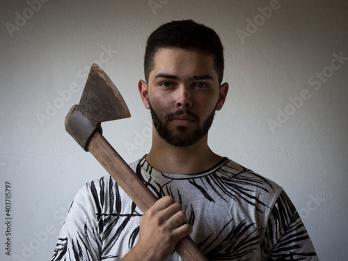 man with axe