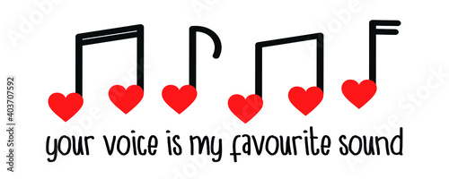 Musical notes heart shaped vector illustration set isolated on white background. Valentines day, love and affection, romantic music melody concept clip art.