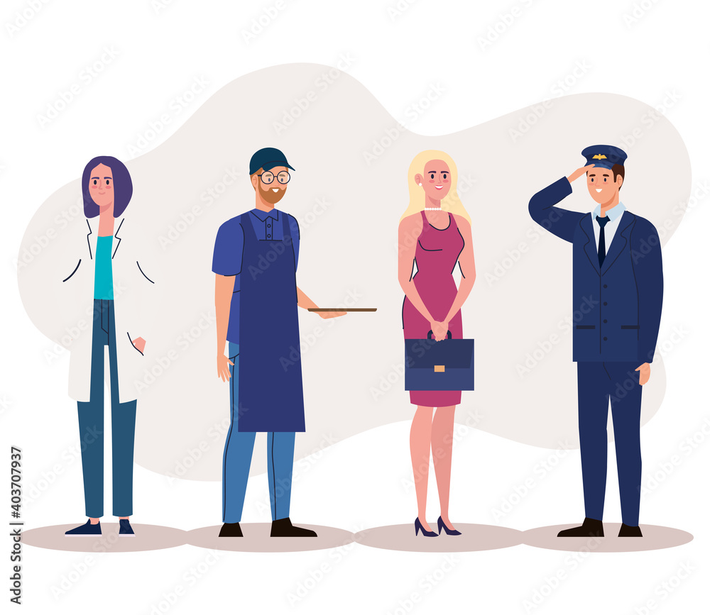 Fototapeta premium group of persons differents ocupations standing characters vector illustration design