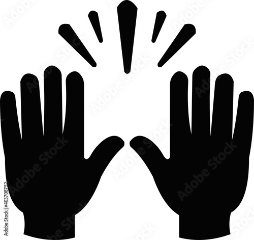 Vector illustration of the silhouettes of a hands, indicating here I am