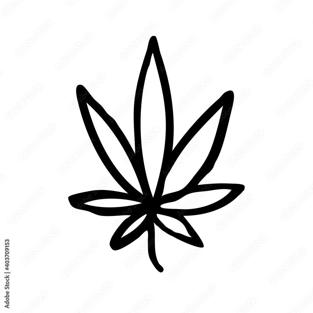 marijuana leaf doodle icon, vector line illustration marijuana leaf doodle icon, vector line illustration