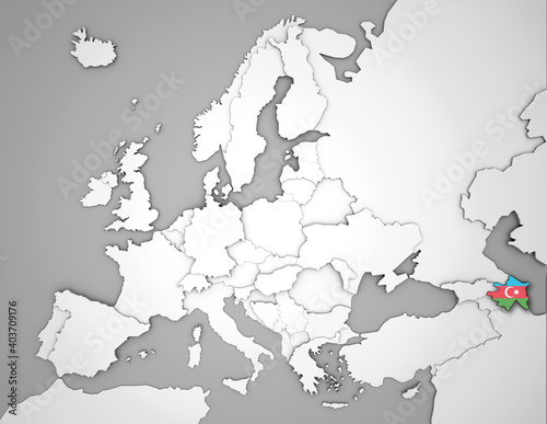 3D Europakarte auf der Aserbaidschan hervorgehoben wird 