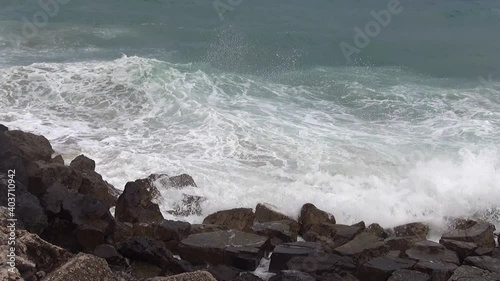 Bad weather with a south-west wind that agitates the sea along the  photo