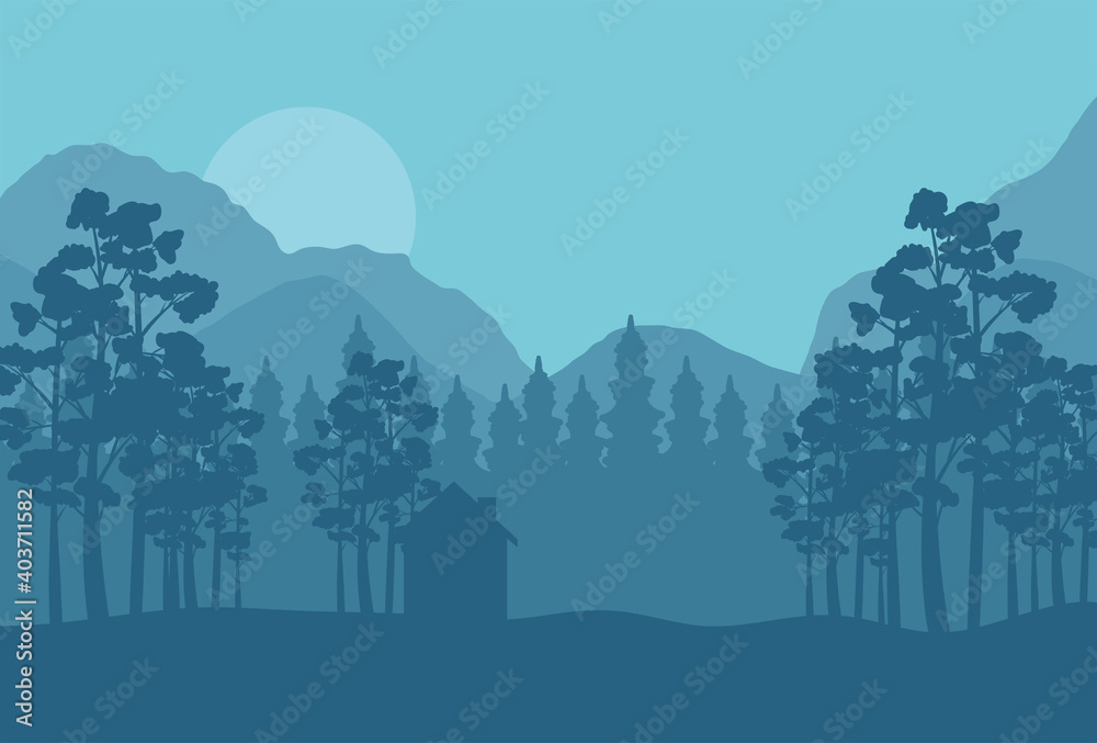 mountains and forest abstract landscape vector illustration design mountains and forest abstract landscape vector illustration design