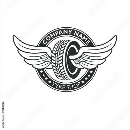 logo template for tyre shop, vector art.