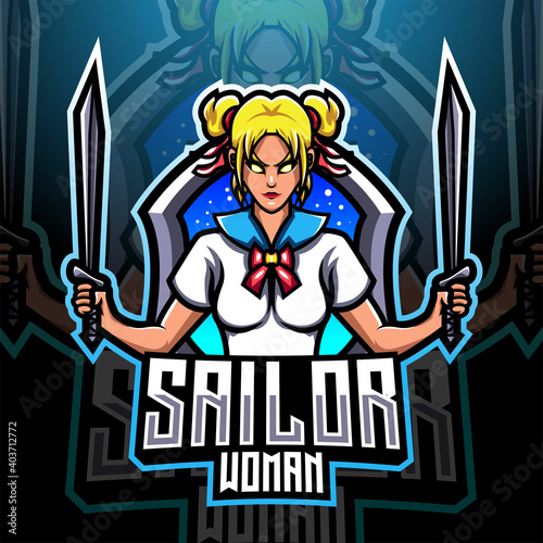 Sailor woman esport mascot logo