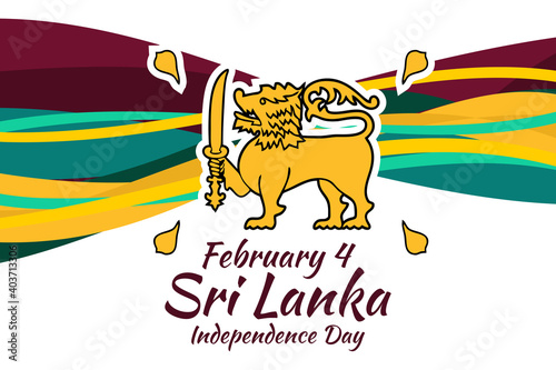 February 4, Independence day of Sri Lanka vector illustration. Suitable for greeting card, poster and banner.