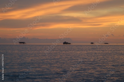 Beautiful sunset in ocean, Key Biscayne, Florida, USA