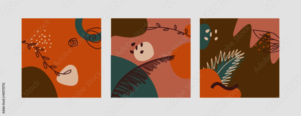 Fototapeta premium set of botanical abstract background. for print, wall art, cover.
