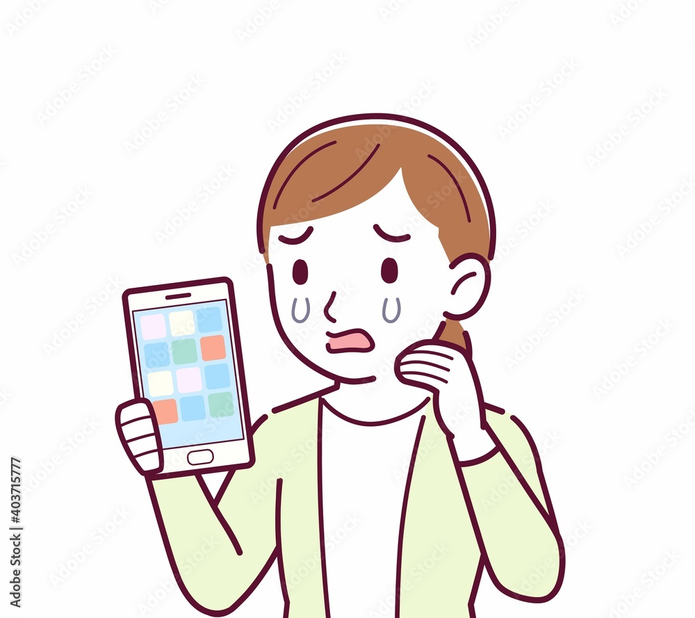 Young woman in a cardigan_smartphone Young woman in a cardigan_smartphone