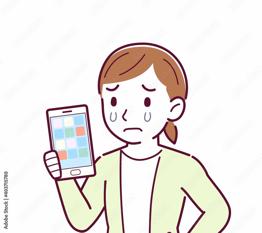 Young woman in a cardigan_smartphone Young woman in a cardigan_smartphone