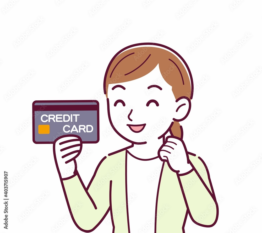 Young woman in a cardigan_credit card Young woman in a cardigan_credit card