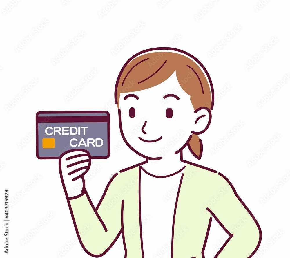 Young woman in a cardigan_credit card Young woman in a cardigan_credit card