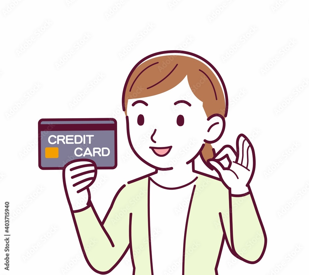 Young woman in a cardigan_credit card Young woman in a cardigan_credit card