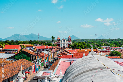 panoramic of colonial city, in Leon Nicaragua