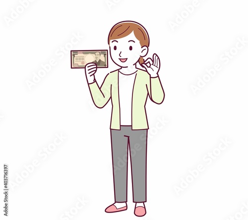 Young woman in a cardigan_Ten thousand yen