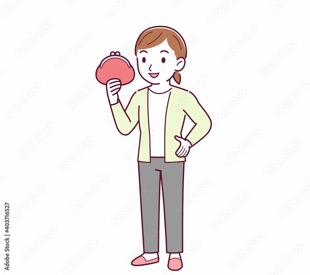 Young woman in a cardigan_wallet Young woman in a cardigan_wallet