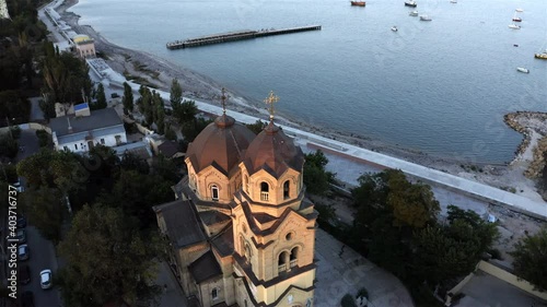 the church stands on the seashore. The view from the top.