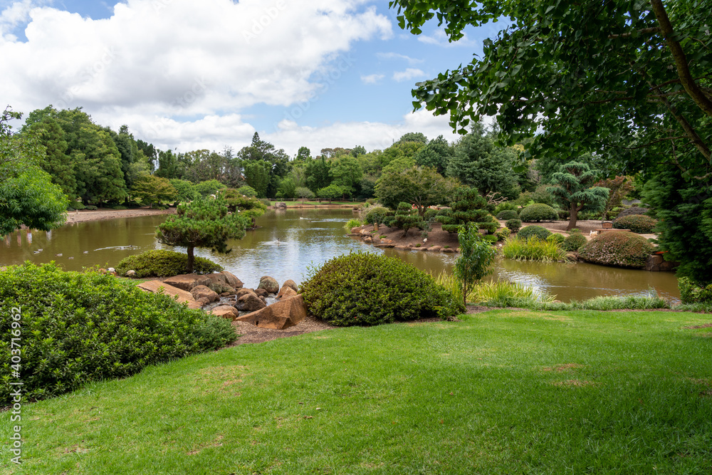 The lake at the Japanese Gardens in Toowoomba