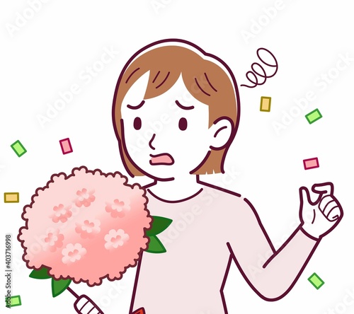 Young woman in a cardigan_bouquet