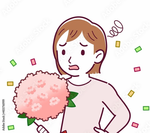 Young woman in a cardigan_bouquet