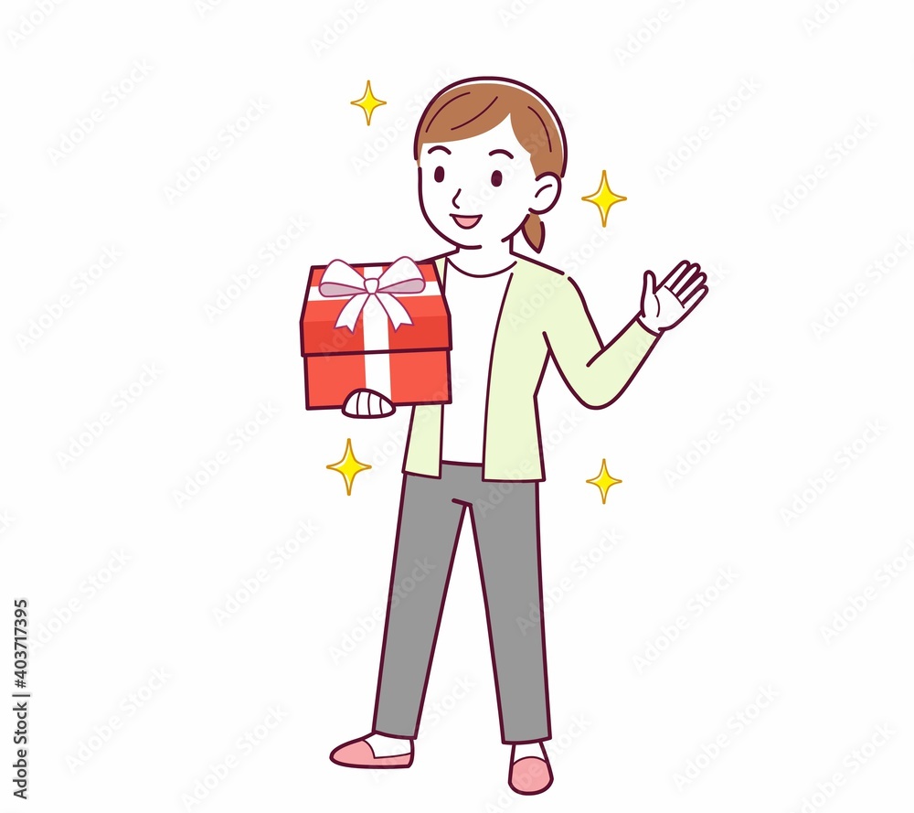 Young woman in a cardigan_Present Young woman in a cardigan_Present