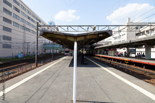 NAGOYA, JAPAN - MAY 04, 2016: Meitetsu Limited Express travels on Toyohashi Line in Japan. Meitetsu Panorama Express train.