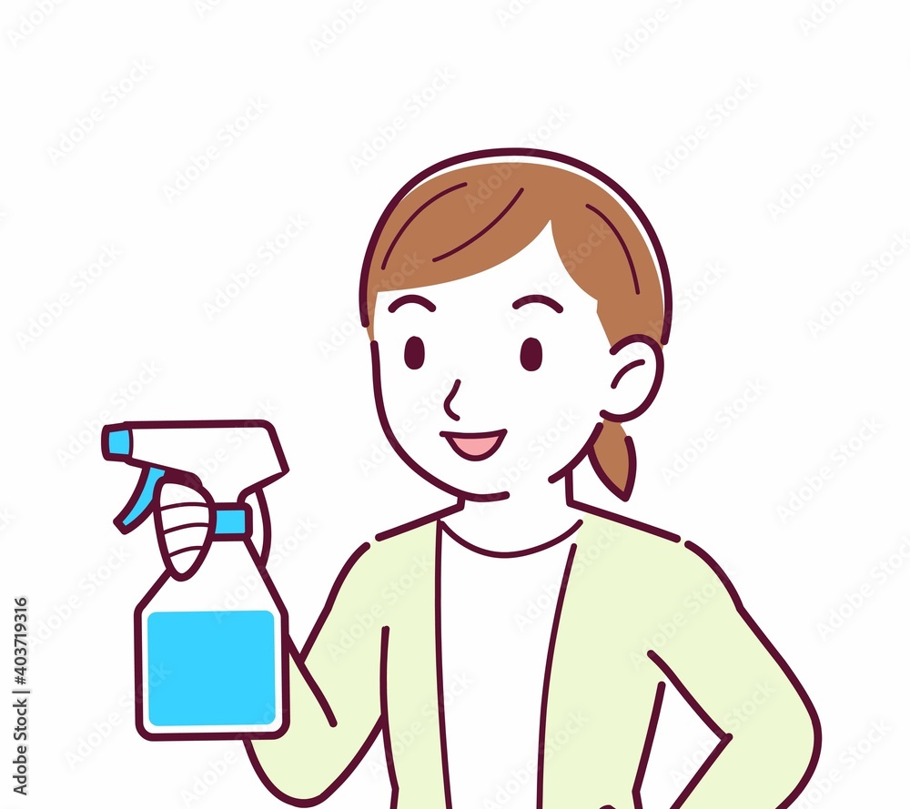 Young woman in a cardigan_spray Young woman in a cardigan_spray