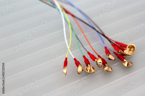 colored leads, clinical electrodes gold cup for electroencephalogram and medical electrodiagnosis