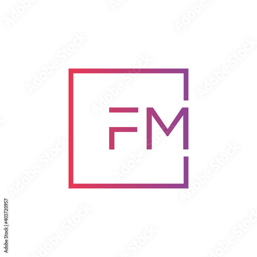 Creative initial letter FM square logo design concept vector