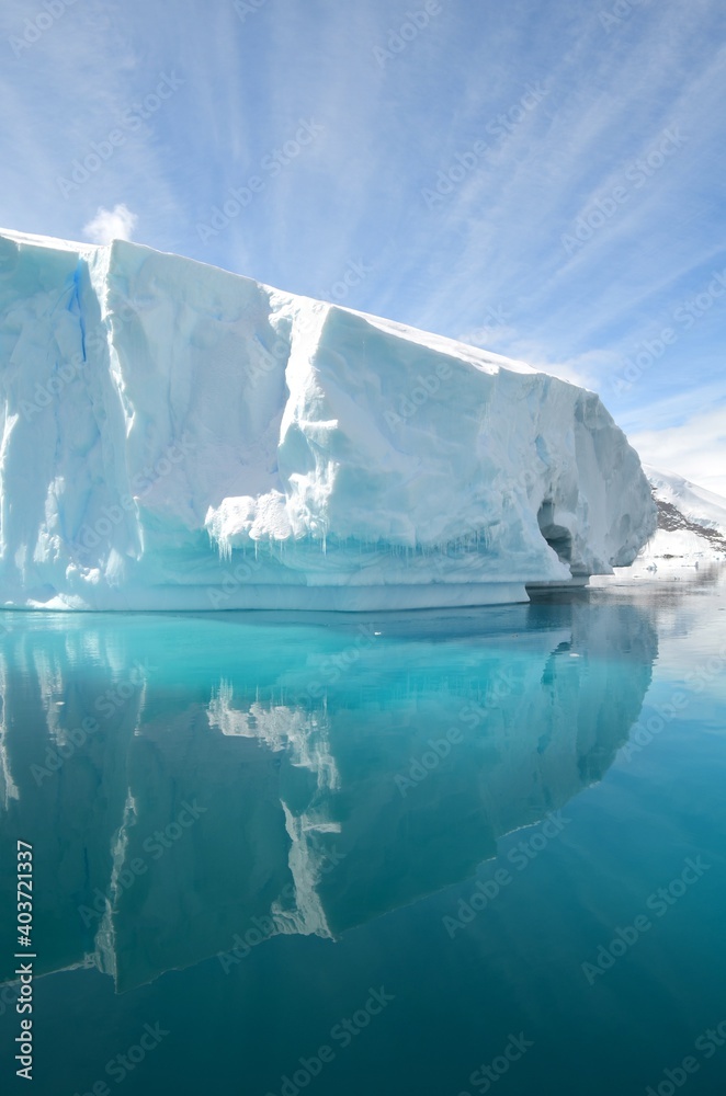 Antarctic bright blue snow bridge