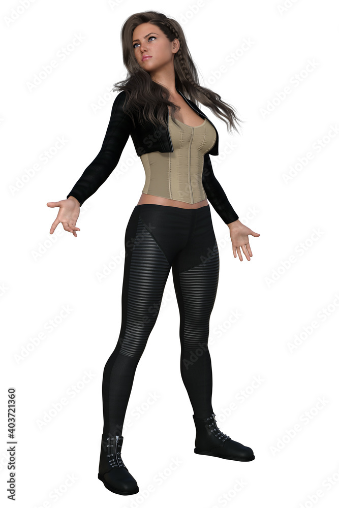 urban fantasy female 3D render urban fantasy female 3D render