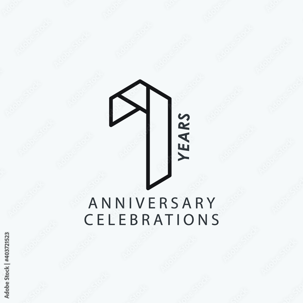 7 year anniversary vector template. Design for your celebration. 7 year anniversary vector template. Design for your celebration.
