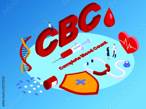 Complete Blood Count CBC isometric 3d vector concept for banner, website, illustration, landing page, flyer, etc.