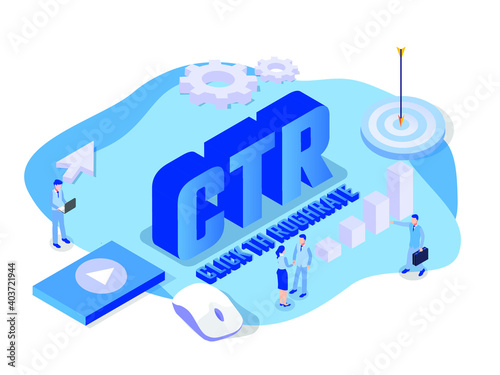 Click through rate (CTR) isometric 3d vector concept for banner, website, illustration, landing page, flyer, etc.