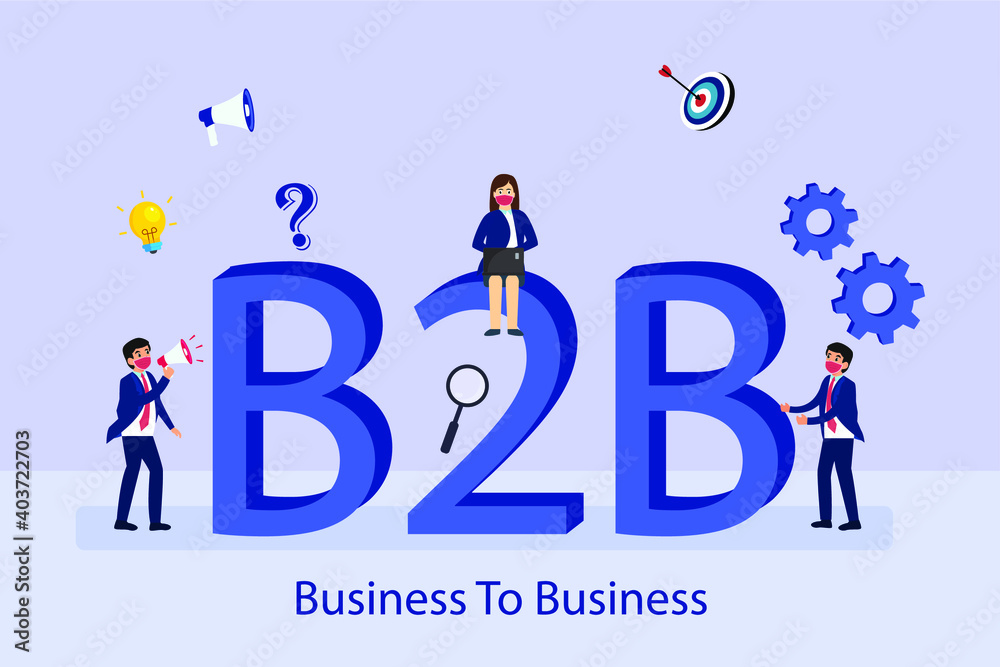 Business to Business (B2B) 2D flat vector concept for banner, website, illustration, landing page, flyer, etc. Business to Business (B2B) 2D flat vector concept for banner, website, illustration, landing page, flyer, etc.