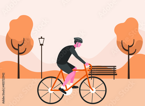 Teenager riding a roadbike 2D flat vector concept for banner, website, illustration, landing page, flyer, etc.