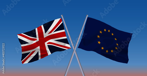 イギリス国旗　EU旗