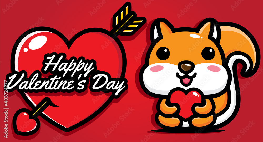 cute squirrel character design on valentine's day greeting card cute squirrel character design on valentine's day greeting card