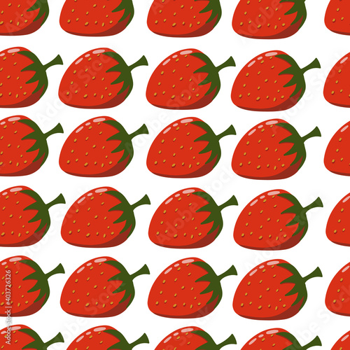 Fototapeta Naklejka Na Ścianę i Meble -  Vector seamless pattern of juicy strawberries. 