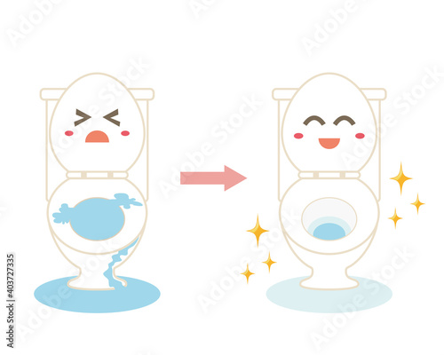 水洗トイレのベクターイラスト　便器　リノベーション　キャラクター