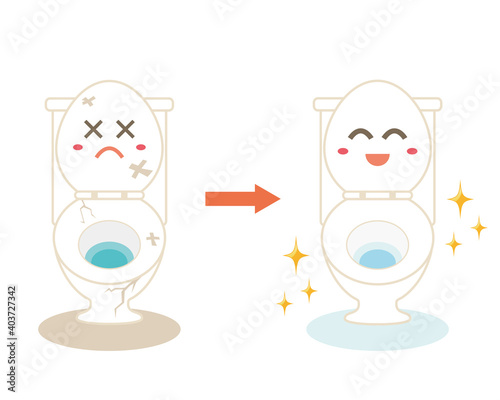 水洗トイレのベクターイラスト　便器　リノベーション　キャラクター